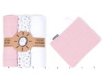   Muszlin textilpelenka 3 db + mosdókesztyű MAMO-TATO Pink Fehér Szürke csillagos