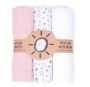 Muszlin textilpelenka 3 db + mosdókesztyű MAMO-TATO Pink Fehér Szürke csillagos