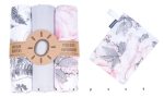   Muszlin textilpelenka 3 db + mosdókesztyű MAMO-TATO Szürke Fehér Pink levelek