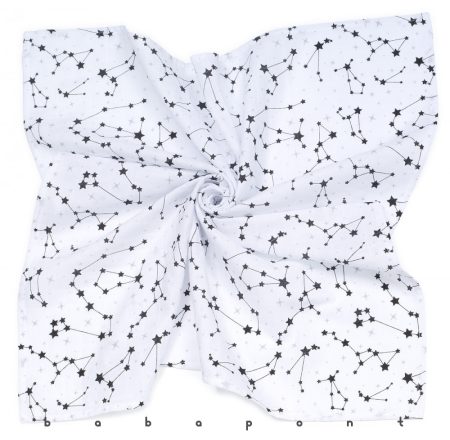 Nagy textilpelenka, fürdőlepedő MAMO-TATO 120x120 cm Fehér alapon fekete csillagképek