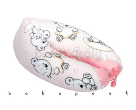 Kifli alakú szoptatós párna BABAKIRÁLY Maci és hold nagy macikkal Rózsaszín