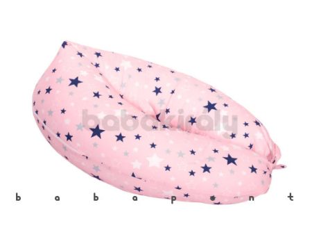 Kifli alakú szoptatós párna BABAKIRÁLY Csillagos rózsaszín alapon