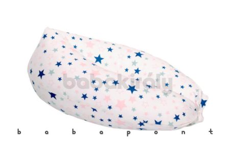Kifli alakú szoptatós párna BABAKIRÁLY Csillagok fehér alapon rózsaszín kék