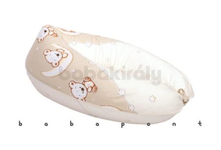 Kifli alakú szoptatós párna BABAKIRÁLY Maci és hold kis macikkal Bézs