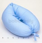   Kifli alakú szoptatós párna BABAKIRÁLY Pöttyös kék alapon fehér pöttyös